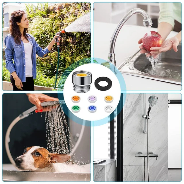 Kit Riduttori Flusso Acqua Doccia - 14 Pezzi Con Adattatori, 4L-10L/min, Risparmio Idrico - Foto 3