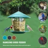 Window Wild Bird Feeder House Transparent Plastic Bird Feeder Hanging Peanut Nut Feeding Station Garden Seed Dispenser 4