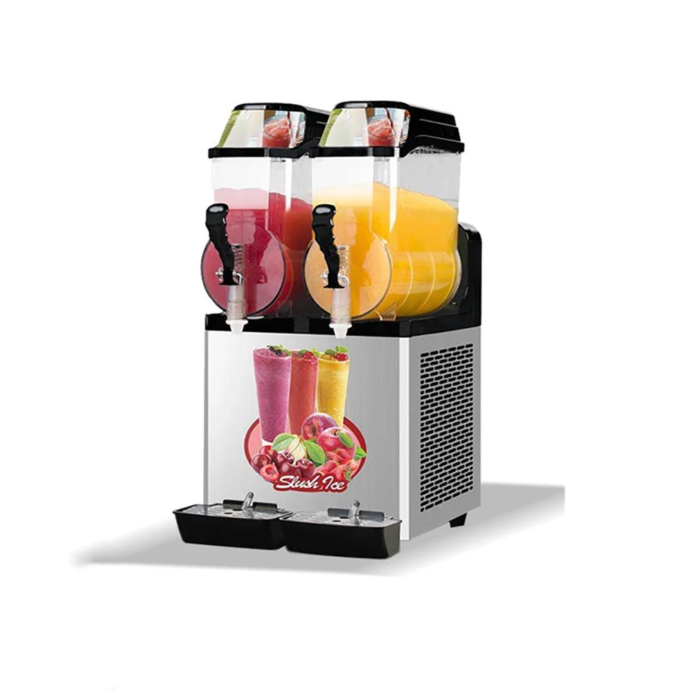 Commercial 2 Tank Frozen Drink Slush Making Machine Ice Frozen Drink Slushy Machine