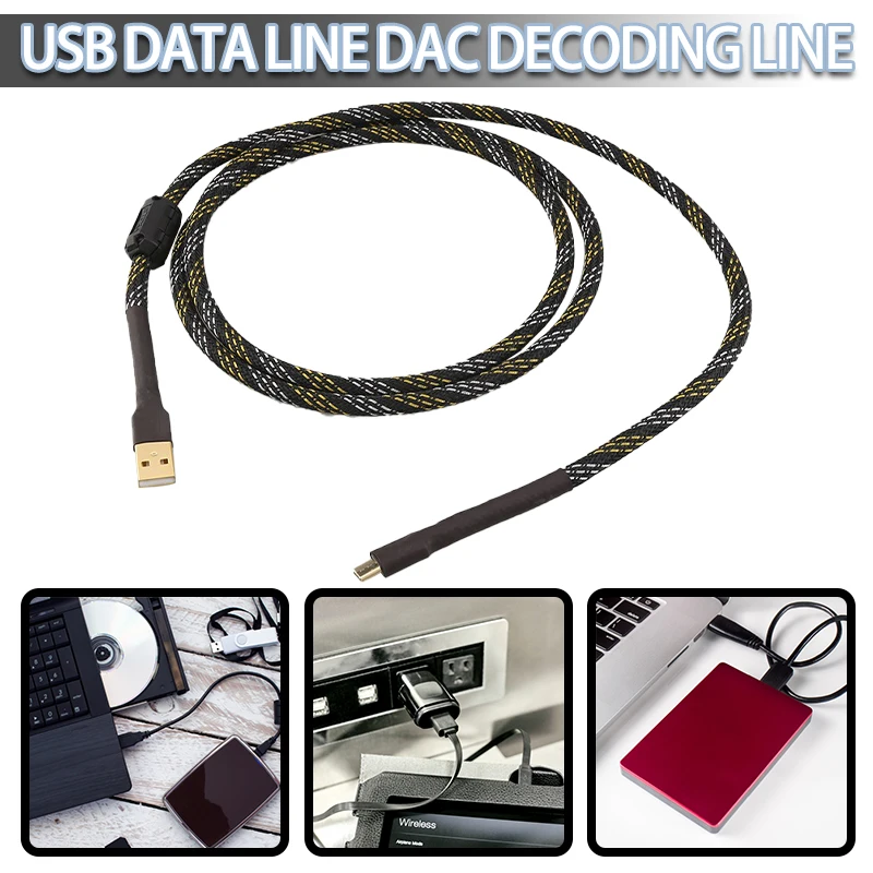 

1m HiFi USB Type-C Cable DAC Decoding Data Line Flat Port A Connection Type-c Sound Card For DAC Mobile Phone Tablet