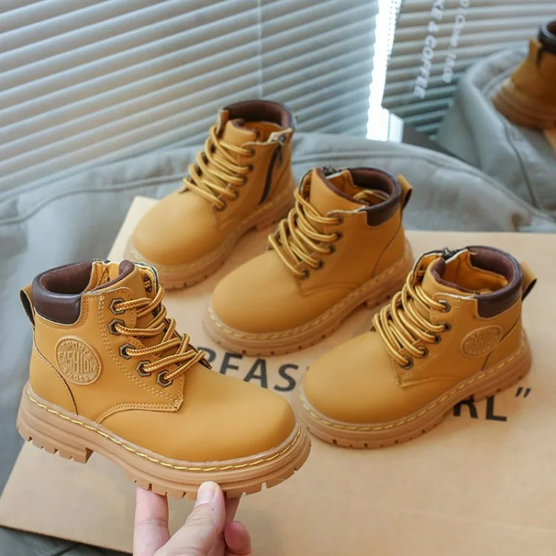 Kids Shoes Fashion Leather Comfortable Children's Short Boots Autumn Winter Boys Sports Running Girls Casual Snow Ankle Boots Casual Shoes Children Boots