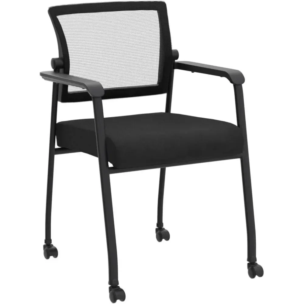 "rolling waiting area chairs with adjustable mesh backs and ergonomic support for comfortable seating"
