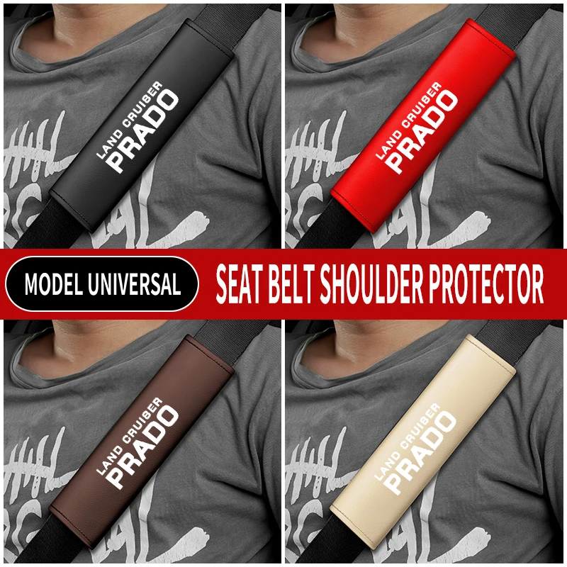 Seat Belt Covers Seat Belt Protector Safety Belt Shoulder Guard 1PC Leather Car Seat Belt Shoulder Protector Cover Safety Belt Padding Pad For Land Cruiser Prado 120 Fj150