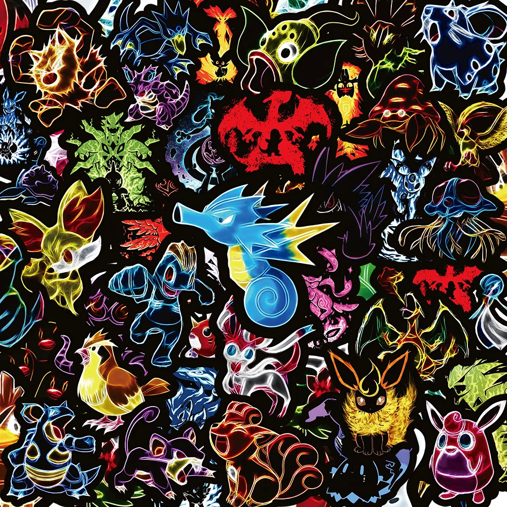 

10/30/50/100pcs Cool Neon Pokemon Graffiti Stickers Cartoon Decals DIY Phone Laptop Skateboard Car Waterproof Kids Sticker Toys