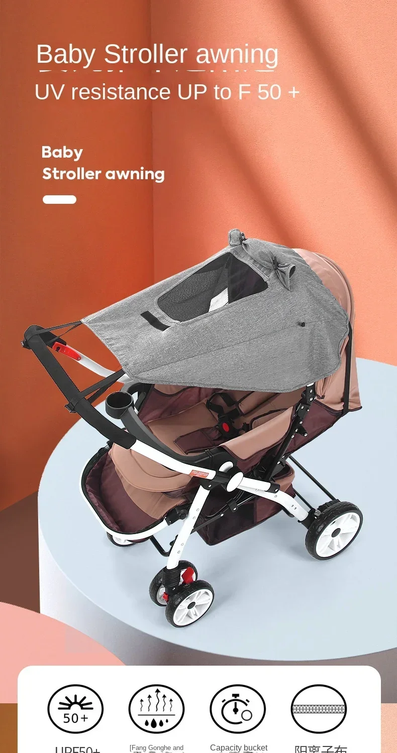 Description Picture 2 of itemUniversal Baby Stroller Accessories Sun Shade UV Protection Sunshade Carriage Canopy Cover for Prams Infants Car Seat Sun Visor