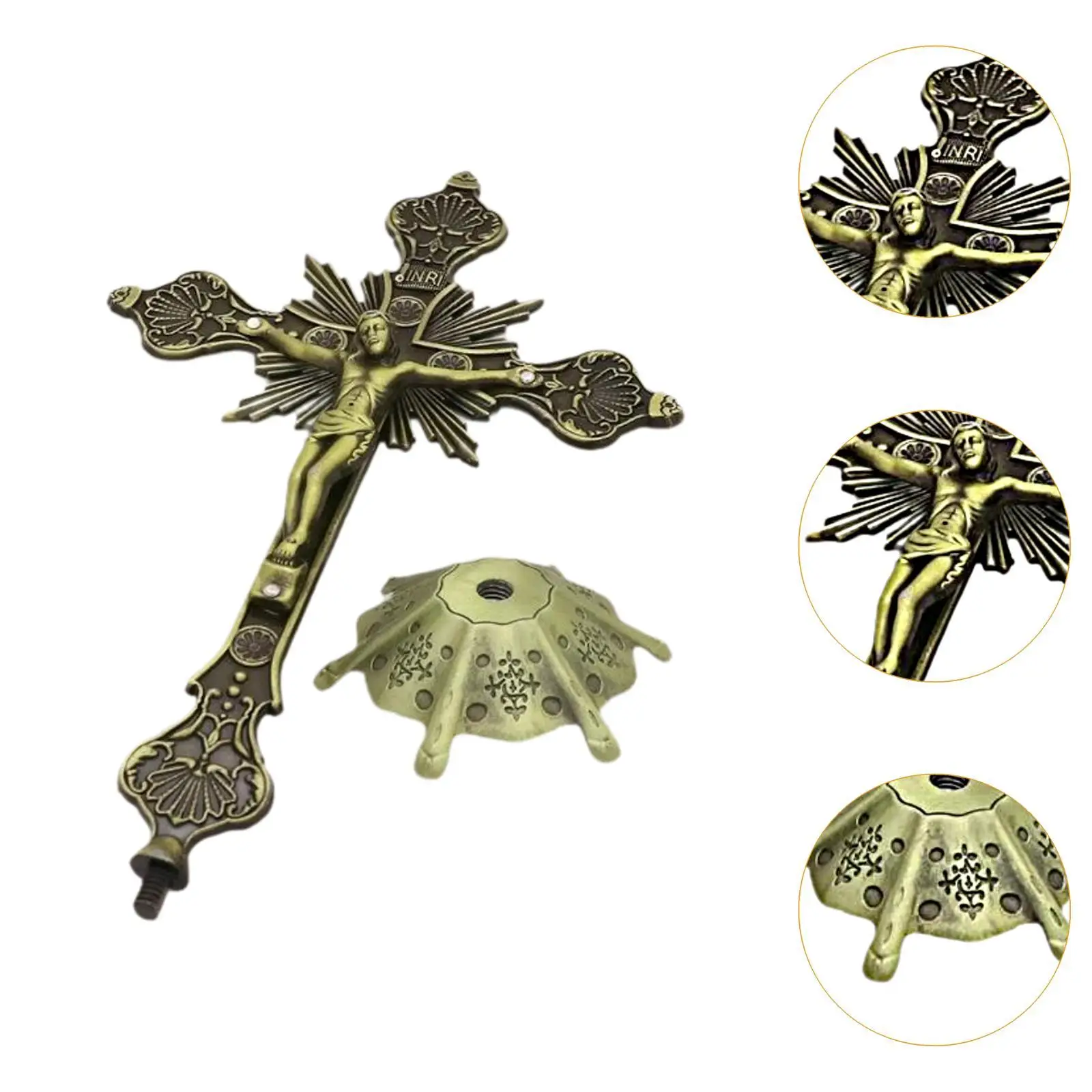 Jesus Crucifix Table Cross Figurine Catholic Standing Crucifix Jesus Cross Statue for Altar Christian Decoration Tabletop