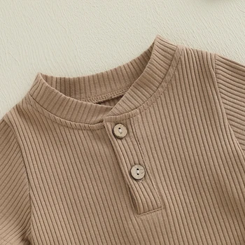 Adorable Baby Summer Set Ribbed Unisex Romper with Solid Short Sleeve and Bow Shorts - 2 Piece Outfit for Your Little One 2