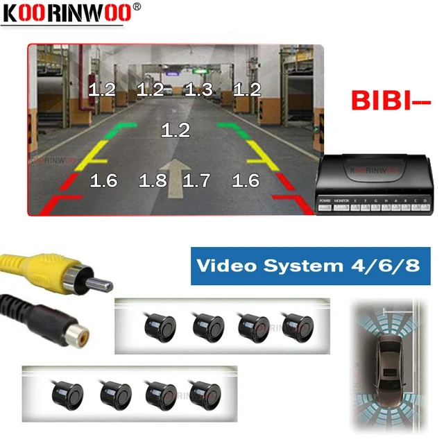 CVBS-Sensor de aparcamiento para coche, sistema Detector de Radar de marcha  atrás, sensores planos originales de 13mm, puede conectar el Monitor de DVD  del coche, cámara trasera