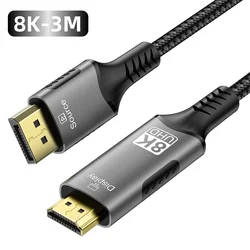 Ultra HD 8K DisplayPort to HDMI Video Audio Cable, 60Hz (8K 3M)