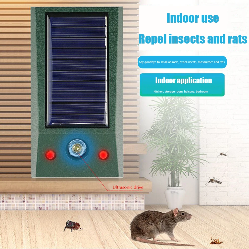 Solar-Powered Ultrasonic Animal Repeller with Waterproof Design and LED Alarm