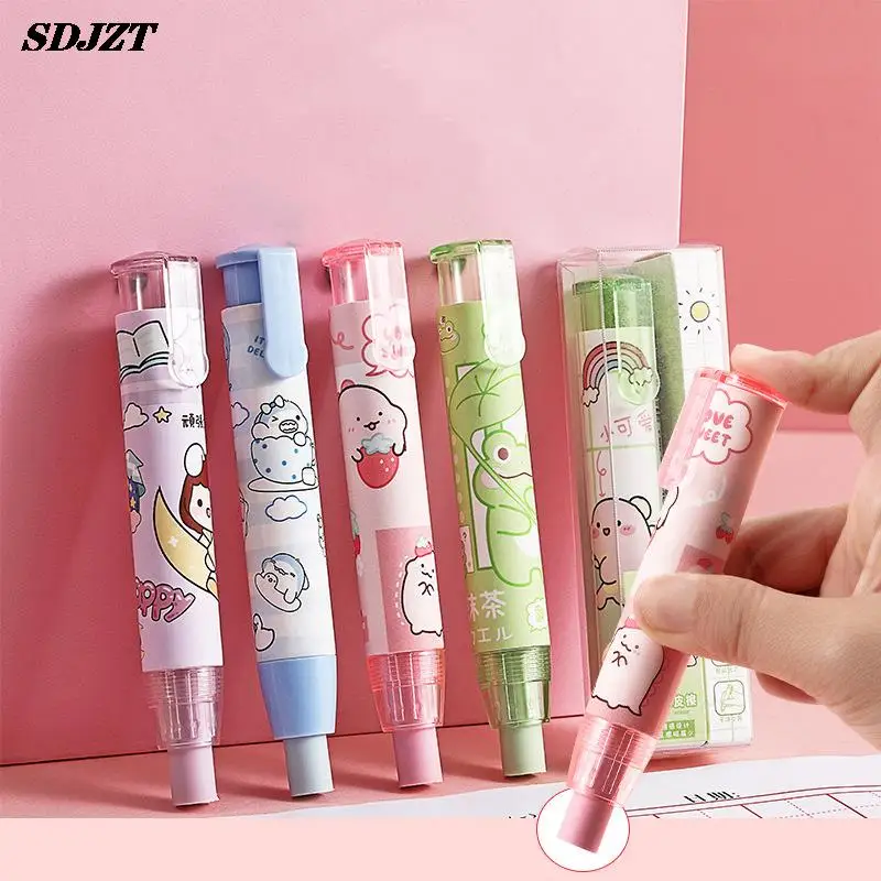 

1 Набор ластиков, ручка, Выдвижной пресс-карандаш, резиновые корректирующие принадлежности, школьные канцелярские принадлежности, Ластики для детей, мягкая художественная ластик, ручка