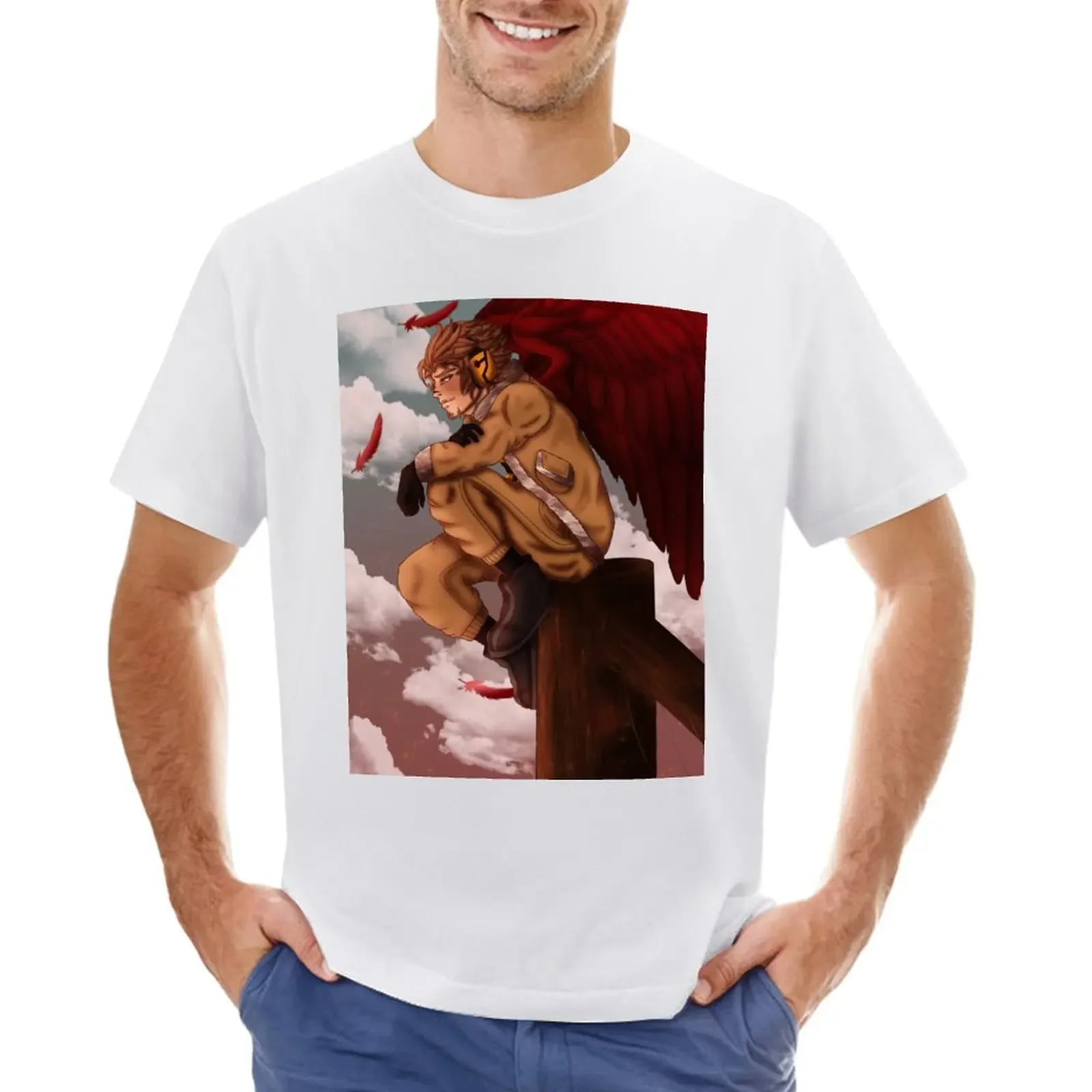

Hawks T-shirt sports fans boys whites Aesthetic clothing mens funny t shirts