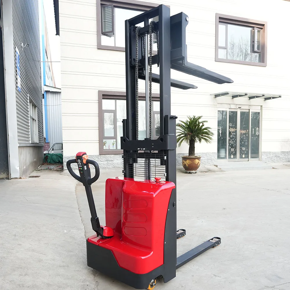 Maßgefertigter Elektrischer Stapler 1 Tonne 1,5 Tonnen 2 Tonnen Elektrischer Palettenstapler 2M-5,5M Hubhöhe Einstellbar für Fabriken