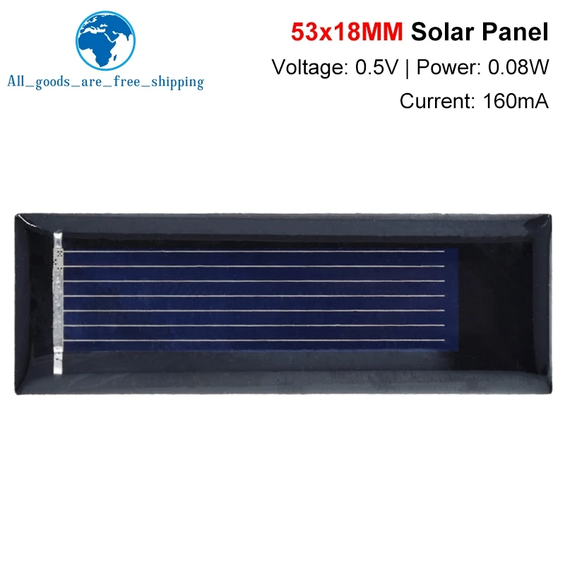 Tzt 0.5V 100Ma 0.08W 53*18Mm Pannello Solare Epossidico Policristallino Caricabatteria Fai Da Te Mini Cella Solare Vendita Calda