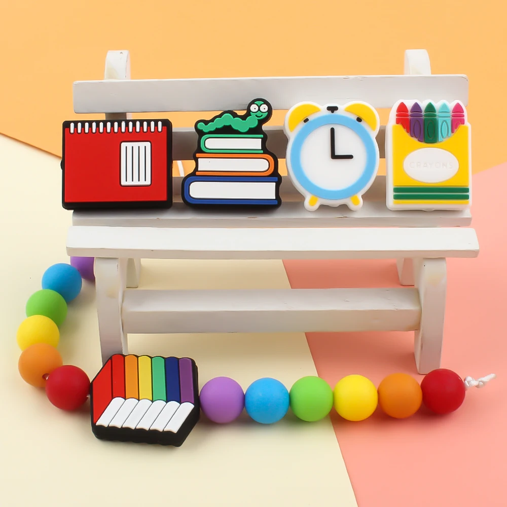  젖니 비즈 책 알람 시계 달력, 실리콘 비즈, DIY 젖꼭지 체인 액세서리, 스승의 날 선물, 5 개