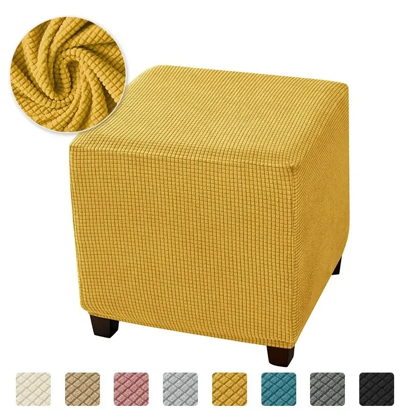 Luxurious Elastic Square Ottoman Cover - Plush Polar Fleece Footrest Slipcover and Furniture Protector