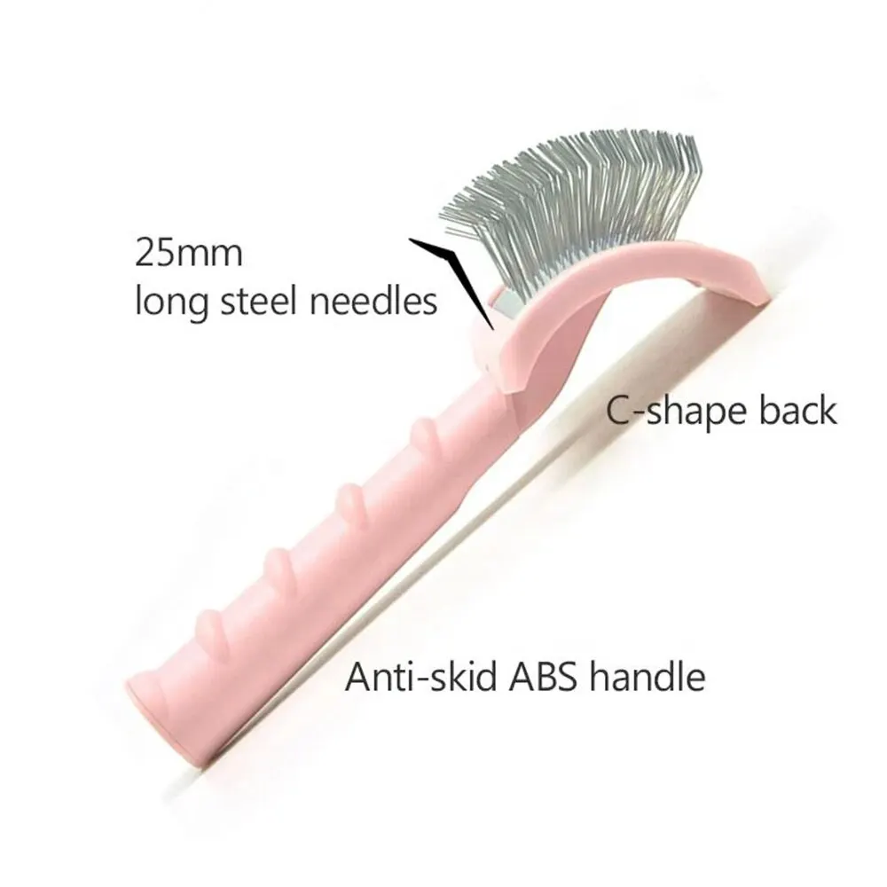 C-shaped Thick Back Hair Self Cleaning Curved Needle Comb Pet Hair Beauty Brushing Arc Long Needle Comb Goldpets PS1140