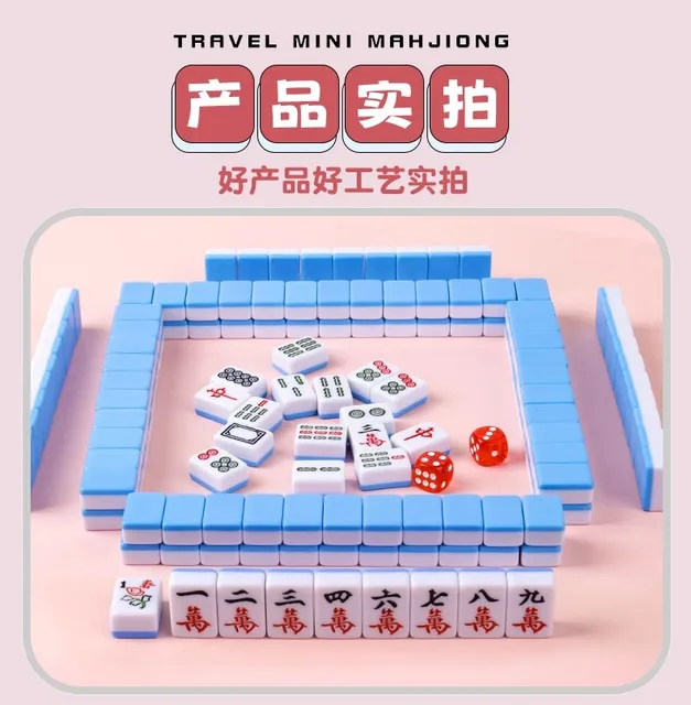 Compre Mini tabuleiro de jogo 144 telhas viagem mahjong brinquedo