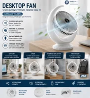 Ventilateur de table portable rechargeable par USB, mini ventilateur de bureau, 3 vitesses, silencieux, avec longue autonomie de batterie, pour bureau, maison, chambre à coucher 1