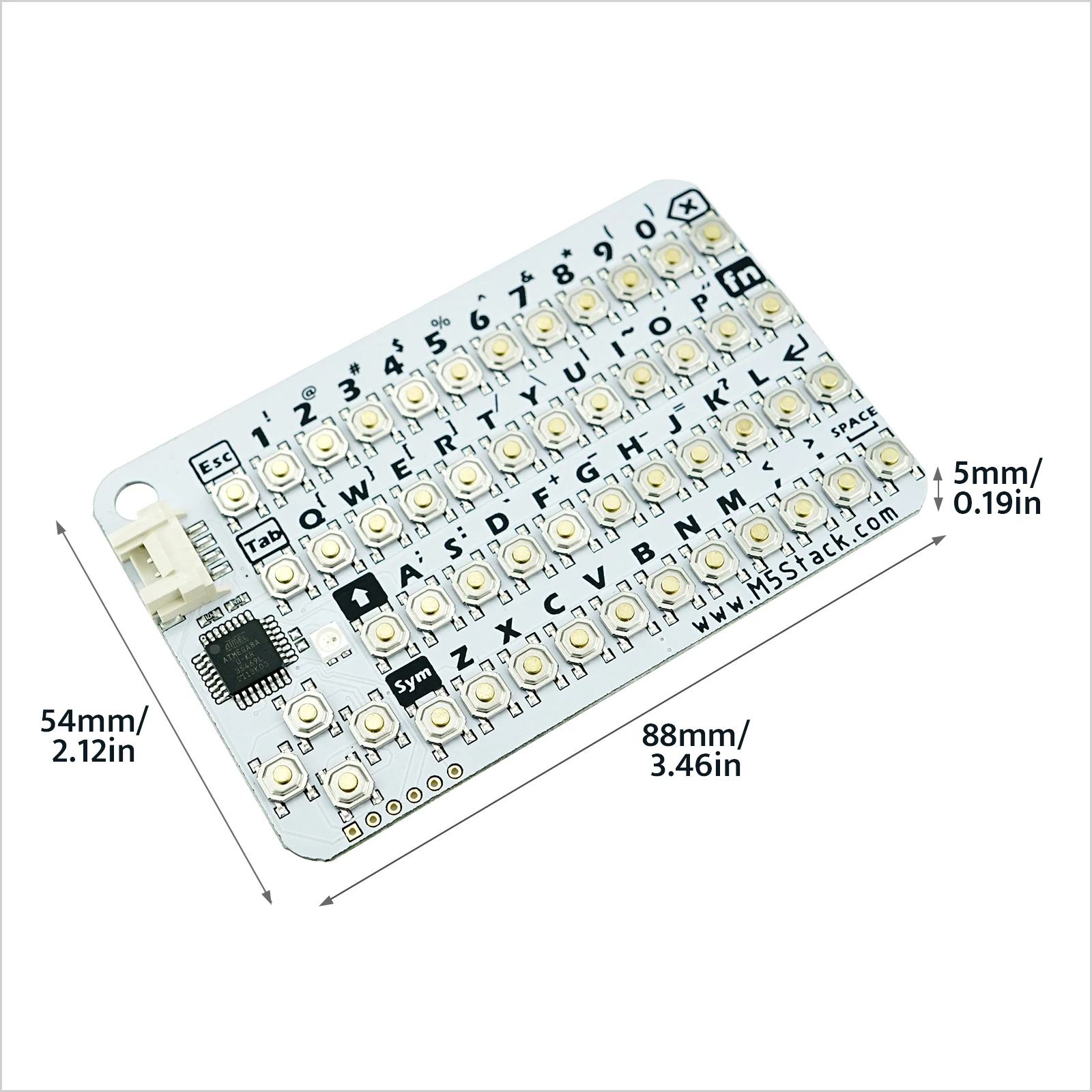 M5Stack Official CardKB v1.1 Mini 50-Key QWERTY Keyboard Unit with ATMega8A MCU I2C RGB LED Programmable for UIFlow (MEGA8A) keyboard keypad module