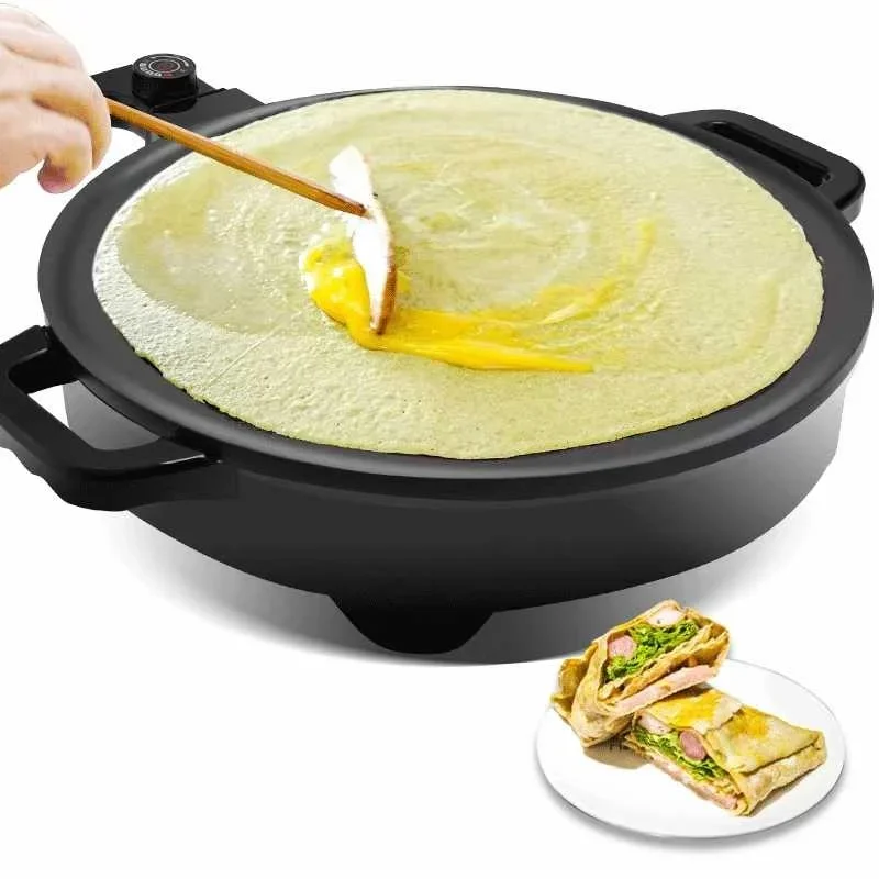 220V Diameter 40CM Round Shape Commercial Electric Skillets Griddle Non-stick Pancake Pan Five Level Firepower Adjustment steak