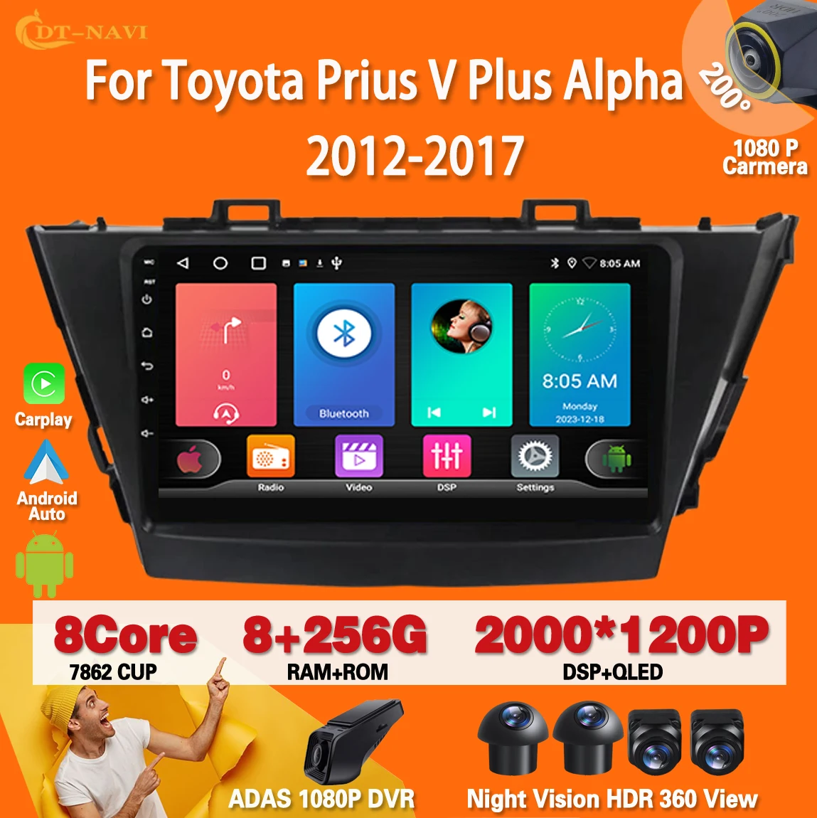 

Android 13 для Toyota Prius V Plus Alpha 2012-2017 автомобильное радио стерео Мультимедийный Плеер навигация GPS No 2din DVD 4G WIFI BT