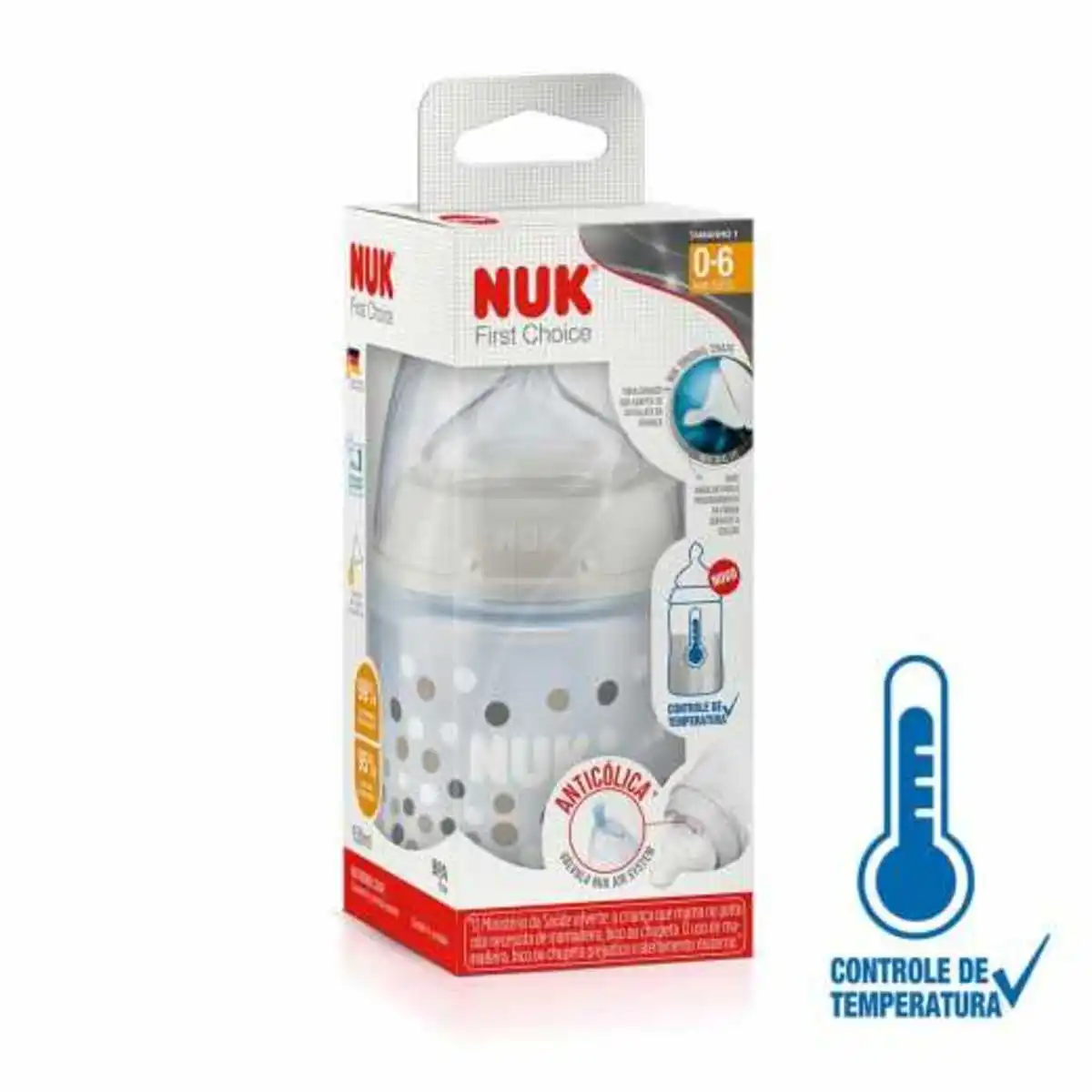 Mamadera Nuk First Choice+ 150ml 0-6 meses Control de Temperatura - Bebelli