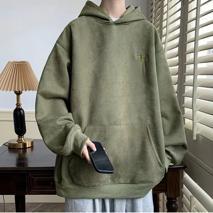 American Sle Heavyweight Suede Hoodie Men's Spring Autumn Winter Hong Kong Sle Trendy Loose Versatile Jaet INS Trend