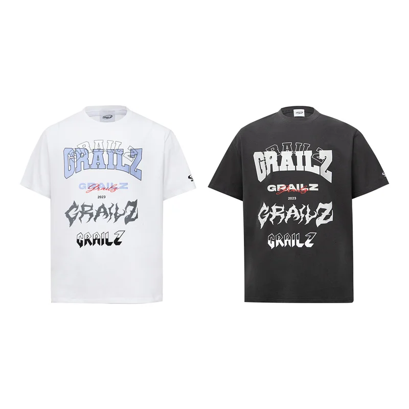 

Grailz Overlapping Letters T-shirt 23ss Best Quality High Street VIBE Style Mens Womens Casual GRAILZ Short Sleeve T-Shirt