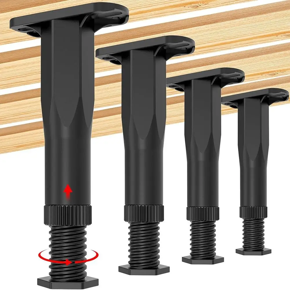 Heavy Duty Plastic Adjustable Bed Frame Support Legs Black
