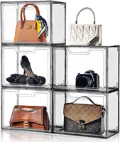 Purse Organizer for Closet,Clear Acrylic Display Case for Handbag Organizer, Purse Storage Box with Magnetic Door, Dustproof 2