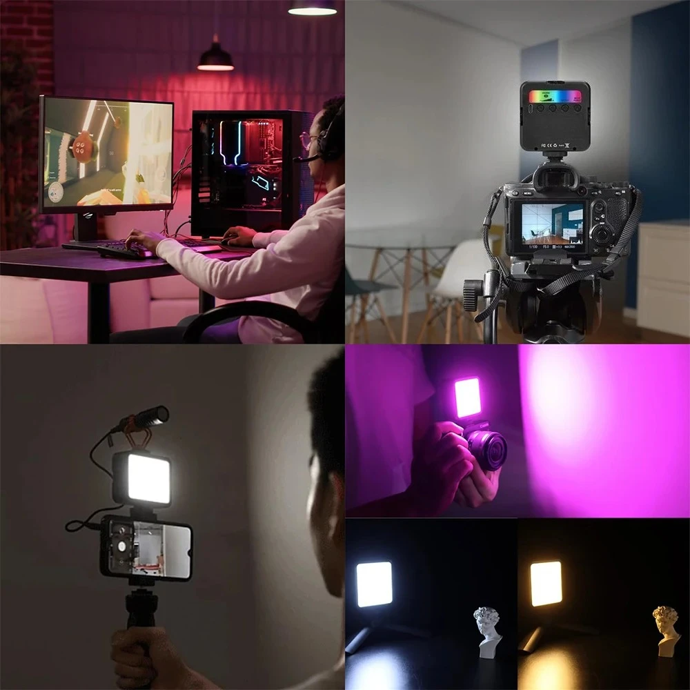 Pocket RGB Fill Light Portable LED Video Mini For Camera Smartphone GoPro Laptop Selfie Adjustable Lamp