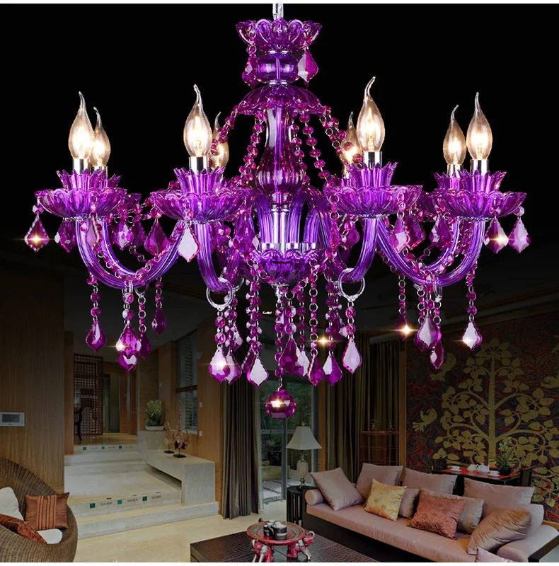 white chandelier Colorful crystal chandelier pink, green, purple, red, blue living room bedroom dining room girl children's room chandelier small chandeliers