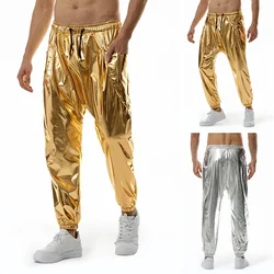 2024 Men's Shiny Metallic Jogger Sweatpants Hip Hop Wet Look Trousers Men Club Party Festival Prom Streetwear Pantalones Hombre