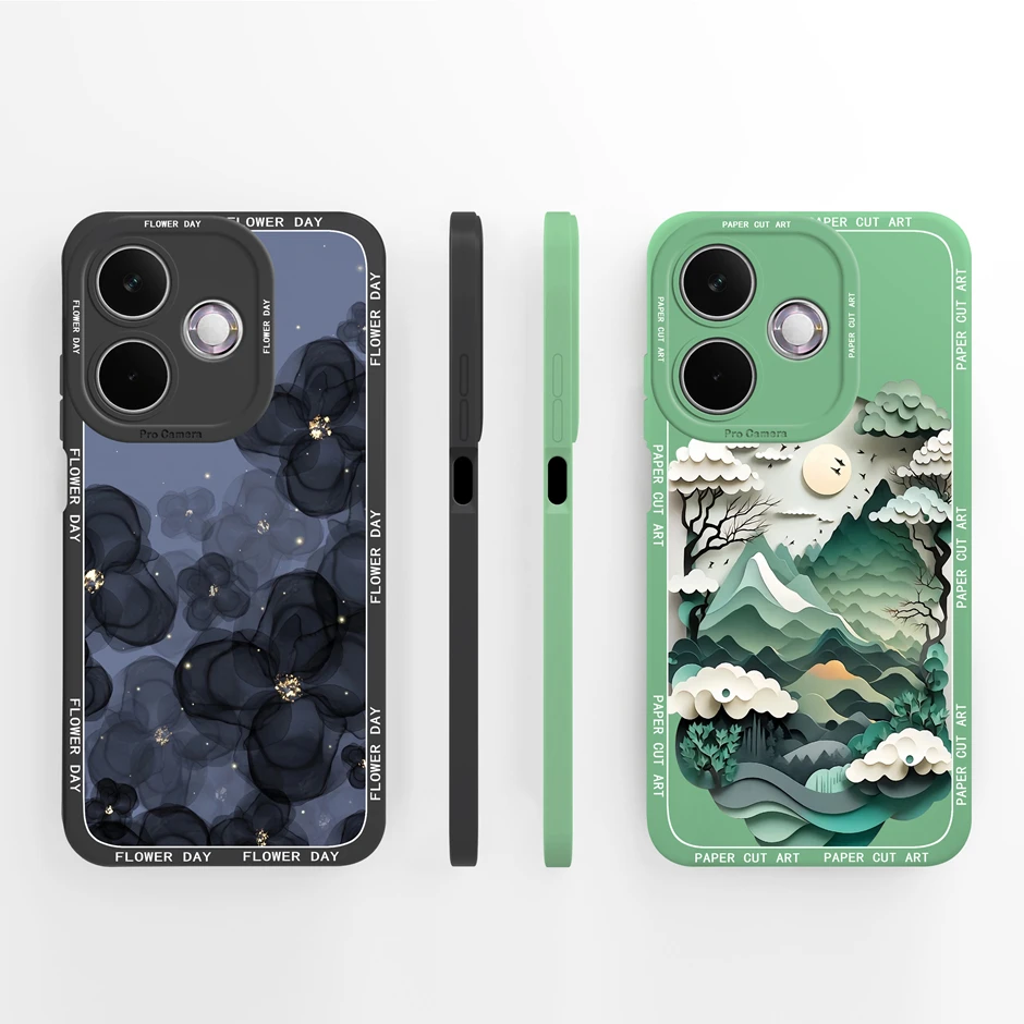 Artistic Flower Silicone Shockproof Phone Case - Soft Protective Back Cover