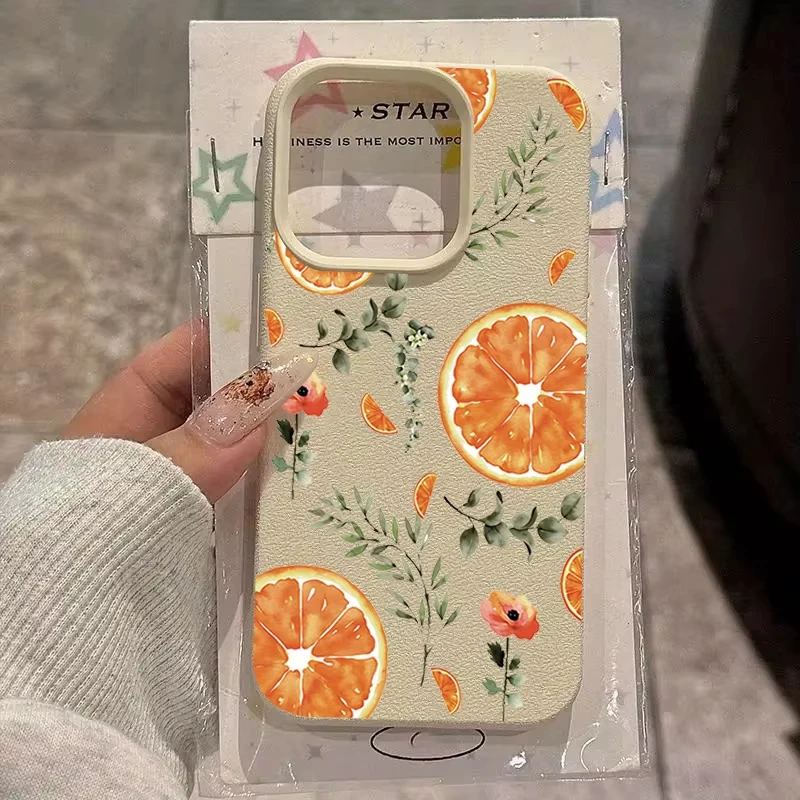 รูปสินค้า เคสซิลิโคนลายส้มฤดูร้อน สำหรับ iPhone 17 Pro Max 16 15 14 13 12 11 Pro 14 15 Plus 17 Air กันกระแทก นิ่มสบายมือ