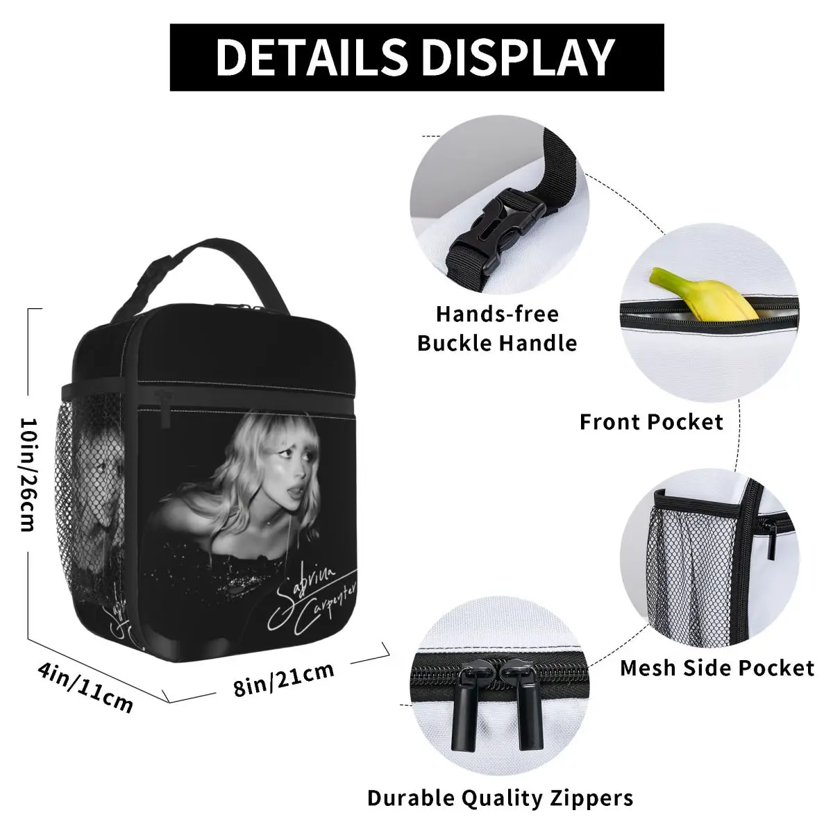 Sabrina Carpenter Tour Merch Insulated Lunch Bags For Work Food Container Portable Thermal Cooler Lunch Boxes