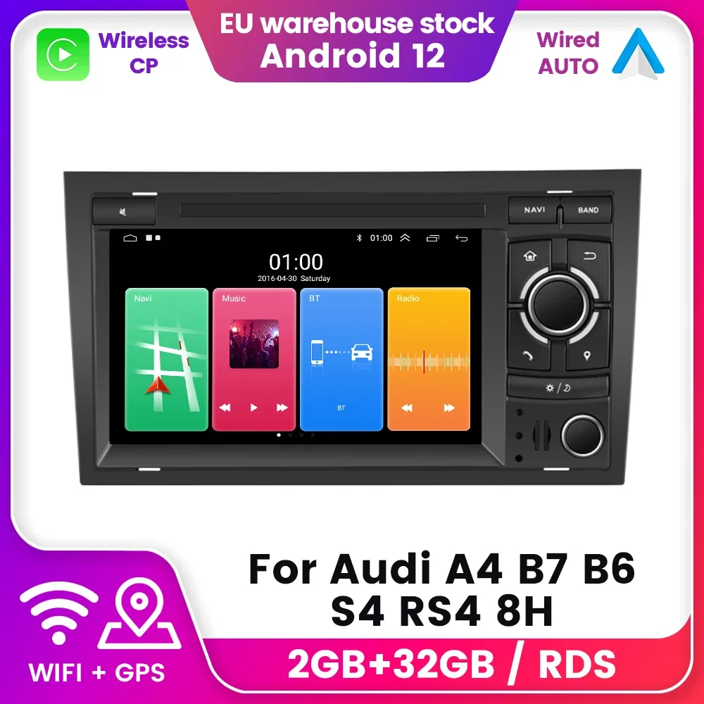 Autoradio Android 12 Per Audi A4 S4 B6 B7 Rs4 8E 8H 8F B9 Seat Exeo 2002 - 2008 Autoradio Multimedia Gps Car/Play Auto Head Unit Lettore Multimediale 