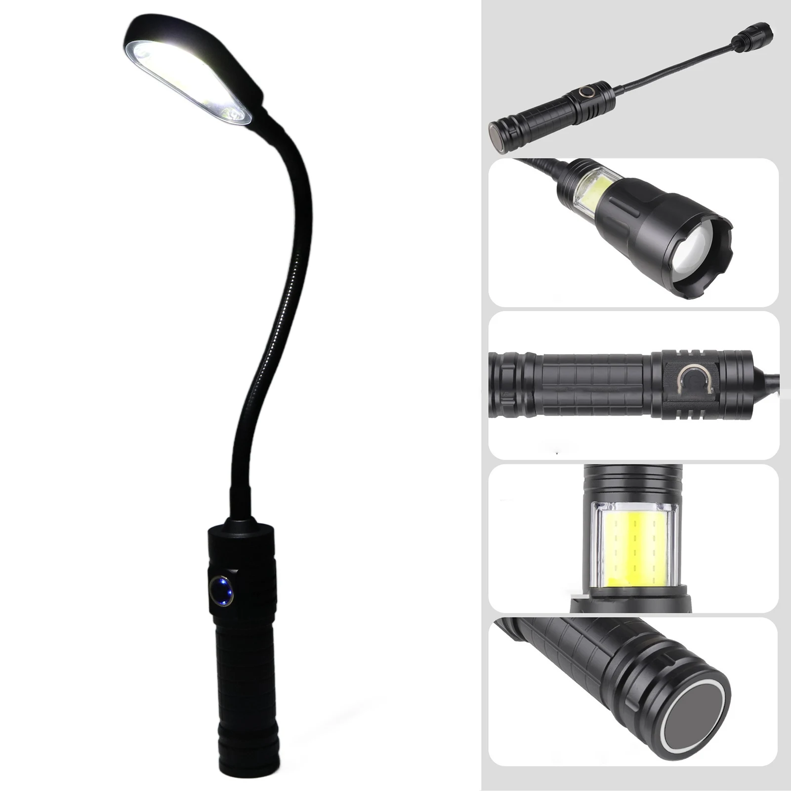 LED Work Light TYPE C Charging Zoomable Hose Design Magnetic Flexible Multipurpose for Camping Machine Tools