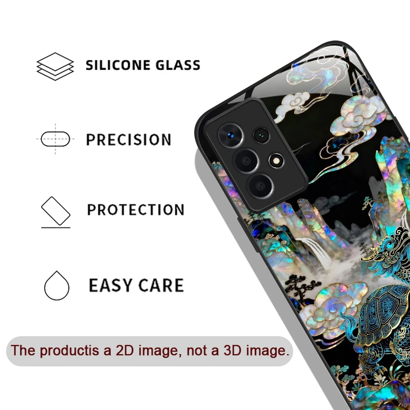 Stylish Dragon Leopard Marble Texture Tempered Glass Phone Case