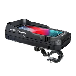 WILD MAN Handlebar Bicycle Bag 0.6L Mobile Phone Holder Waterproof Touch Screen Quick Release for Electric Scooter Motorcycle