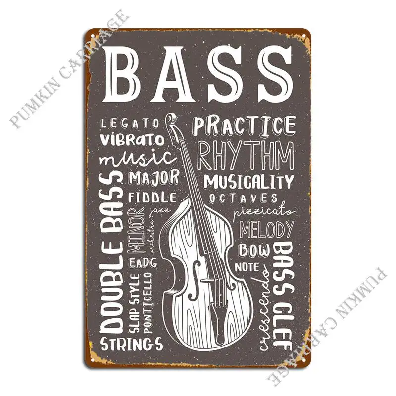 

Double Bass Wort Art Metal Signs Pub Mural Garage Pub Cinema Tin Sign Poster