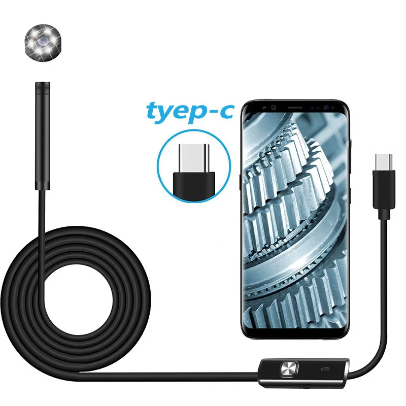5.5 / 7.0 mm IP67 Waterproof Endoscope Camera 6 LEDs Adjustable USB Android Flexible Inspection Borescope Cameras for Phone 1