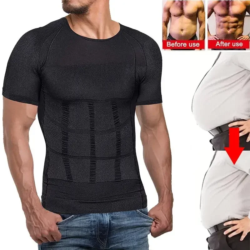 

Men Compression Shirt Undershirt Tank Tops Workout Vest Abs Abdomen Slim Body Shaper Tight Shapewear