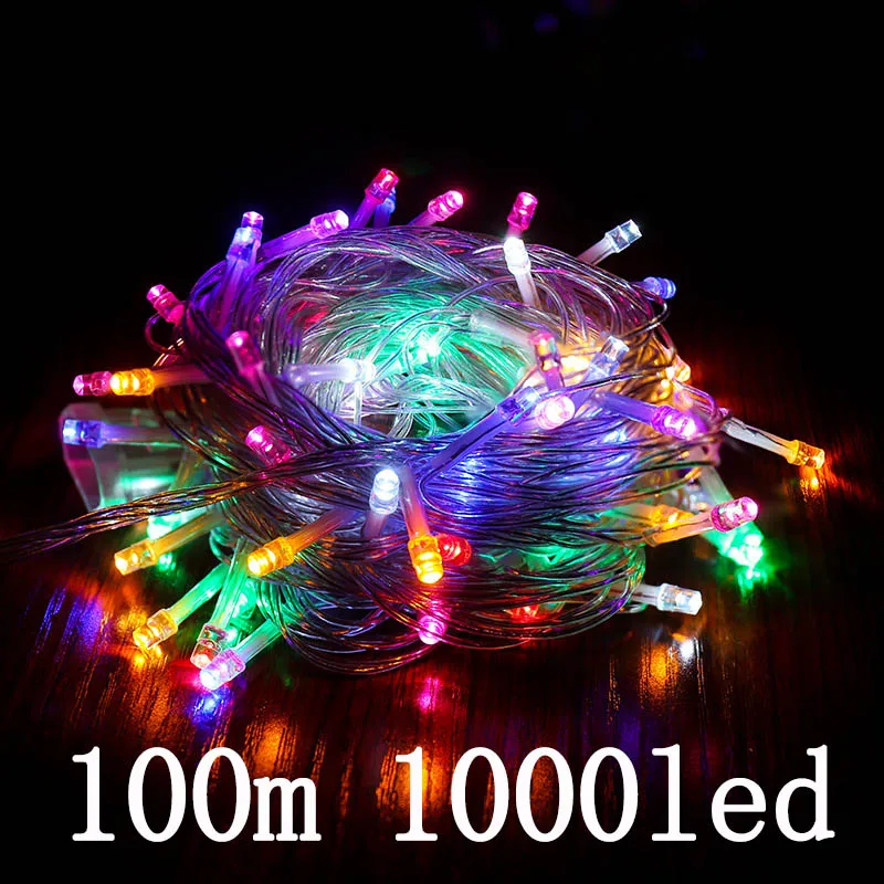 100m 1000 Led String Lights Holiday Led Christmas Lights Outdoor Decoration For Party Holiday Wedding Garland монитор lcd optix meg381cqr plus 95 2 cm 37 5 21 9 3840x1600 uw4k ips nonglare 400cd m2 h178° v178° 1000 1 100m 1 1 07 миллиардов цвето