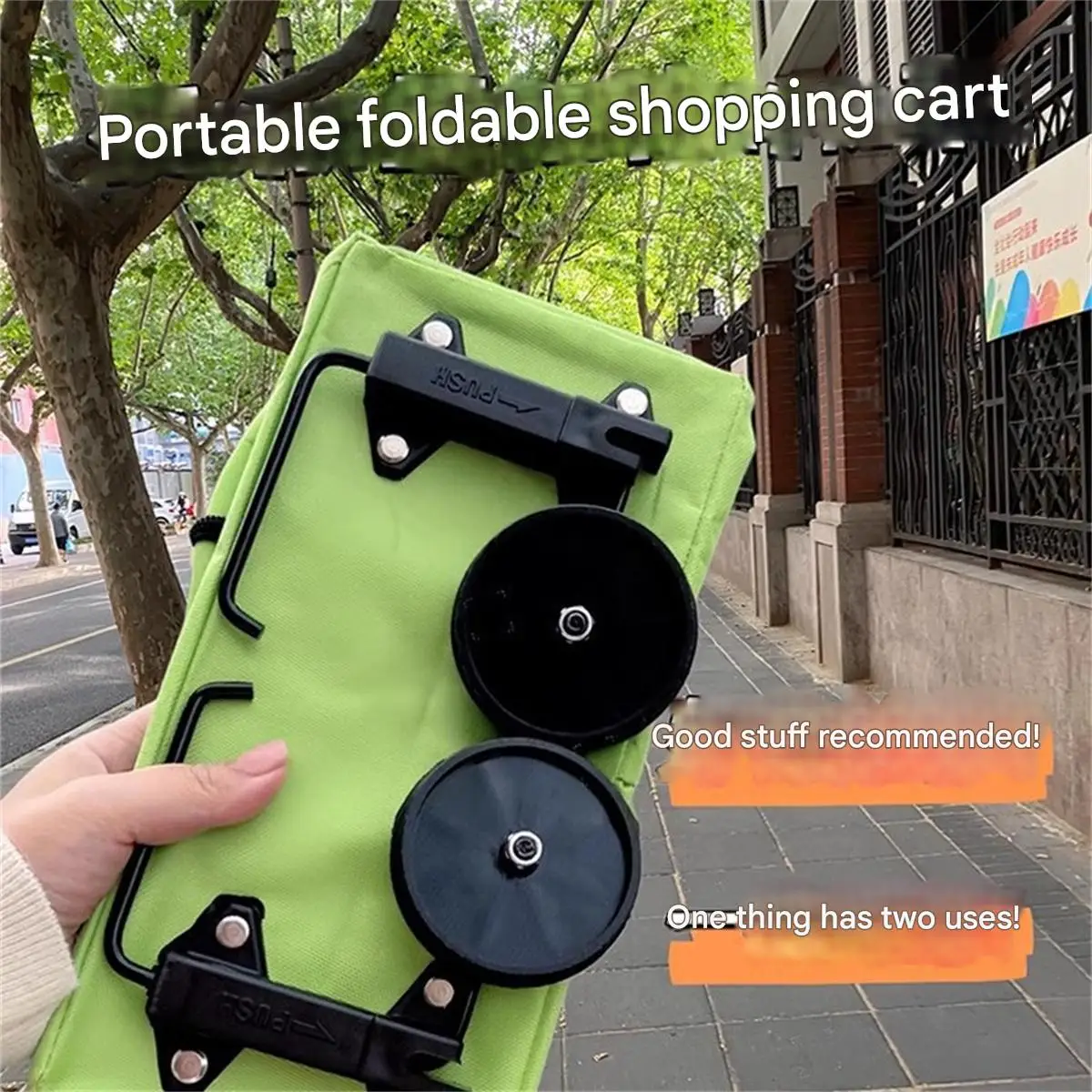 Foldable shopping bag with wheels small shopping cart portable household essential capacity bag household eco-friendly bag