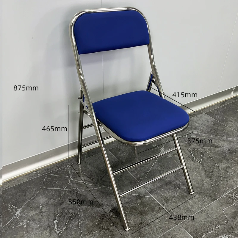 304 Stainless Steel Dining Chair Outdoor Heavy-Duty Folding Chair Industrial Backrest Seat Cafe Style Modern Furniture for Home