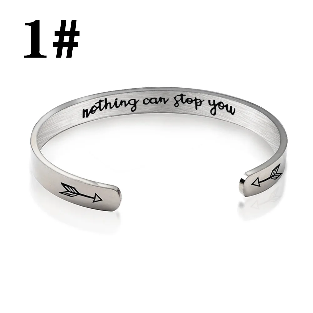 Bangle Bracelet for Men Women Jewelry Silvery Titanium Stainless Steel Inspirational Bracelets Bangles Love Engraved Cuff Bangle 3