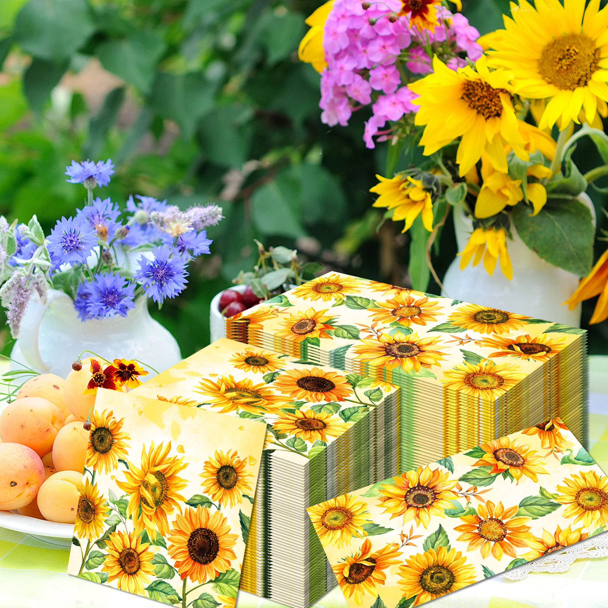 40 Tovaglioli Festivi Floreali Stampati - Decorazioni da Tavola Quadrate, Morbidi per Feste, Colorati Con Farfalle