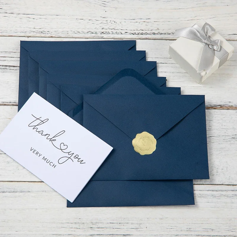 Dark Blue Envelope 120g Paper 184x133mm Wedding Invitations Business Supplie Postcard Giftbox Packaging Storage Stationery 50pcs